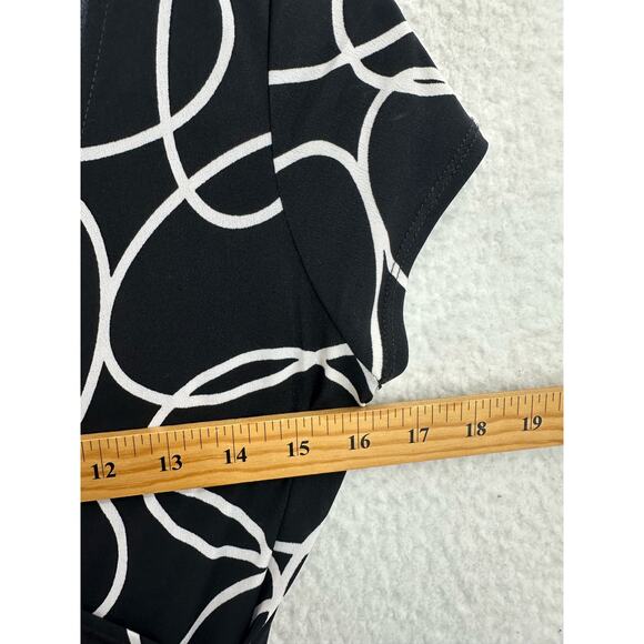 Van Heusen Black and White Geometric Midi Fit and Flare Dress - Size 2 Preowned - Picture 4 of 7